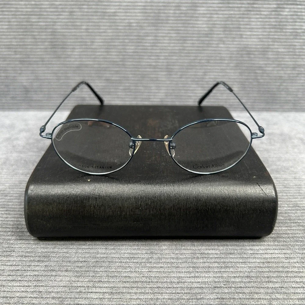 Calvin Klein 545 Blue Titanium Oval Y2k Eyeglasses Frames 47-19-140 Japan